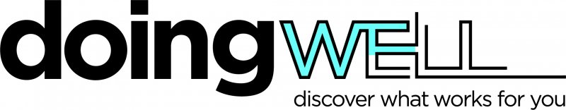 doing well logo with tagline "discover what works for you" below